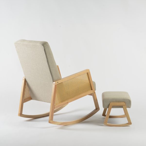 DSC_3976 Rattan Armrest Nursery Rocking Chair with Ottoman
