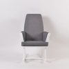 Nursing Glider Rocking Chair with high upholstered back and white wood frame