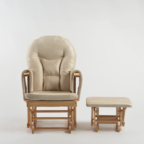 DSC_4023 Padded Wooden Nursery Glider Chair with Ottoman