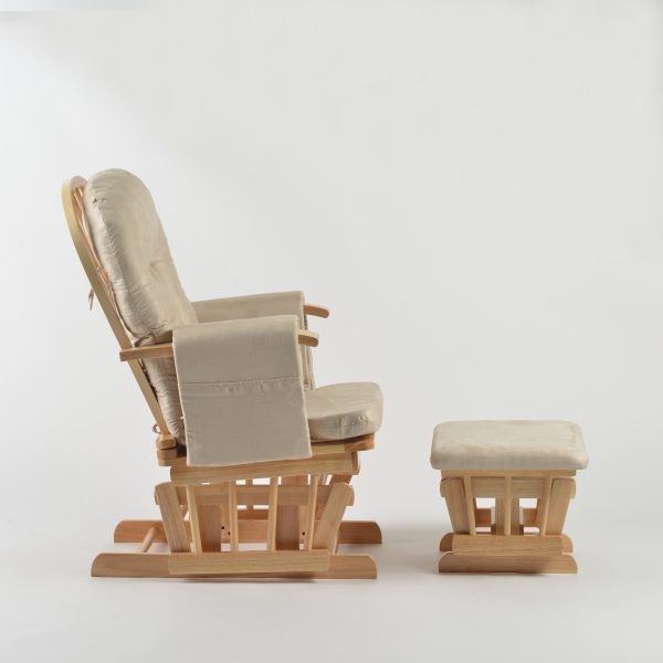 DSC_4027 Padded Wooden Nursery Glider Chair with Ottoman