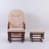 Wooden nursery glider with matching padded ottoman, front view