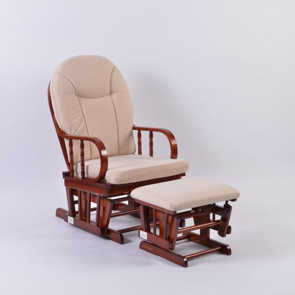 Classic wooden nursery glider chair with matching footrest ottoman