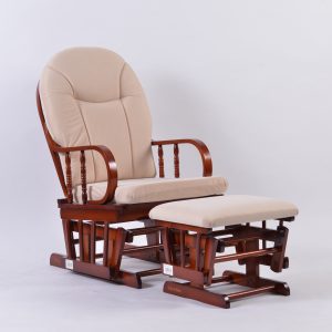 Wooden Nursing Glider Chair and Ottoman Set Wooden nursing glider chair and ottoman with padded high back and seat