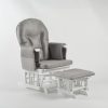 Gray Padded Wooden Nursery Glider Gray padded wooden nursery glider chair with coordinated ottoman