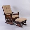 DSC_4054 Traditional Wooden Glider Rocking Chair with Ottoman