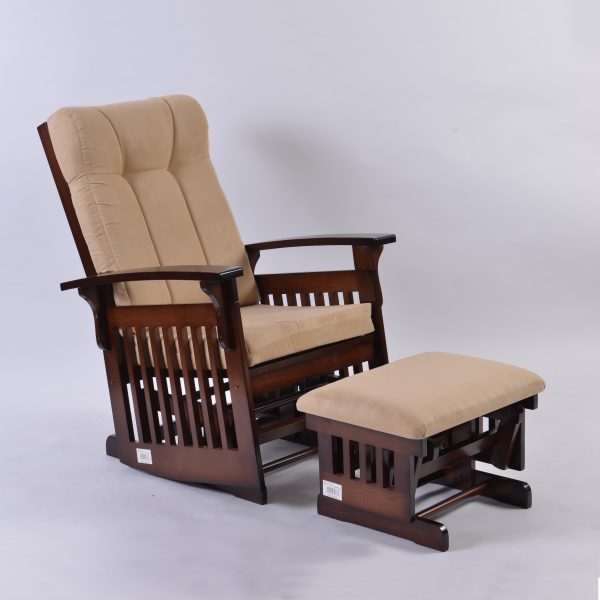 DSC_4054 Traditional Wooden Glider Rocking Chair with Ottoman