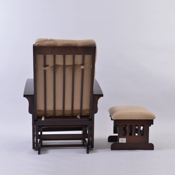 DSC_4059 Traditional Wooden Glider Rocking Chair with Ottoman