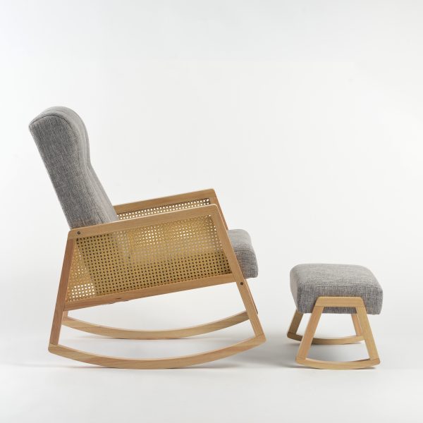 DSC_4093 Rattan Armrest Nursery Rocking Chair with Ottoman