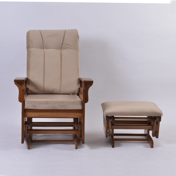 DSC_4113 Traditional Wooden Glider Rocking Chair with Ottoman