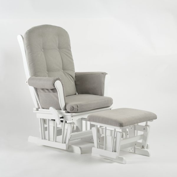 DSC_4115 Wooden Glider Chair with Ottoman – Classic Nursery Nursing Chair