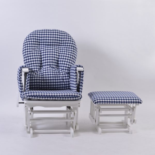 DSC_4163 Classic Nursery Glider Rocking Chair with Ottoman | Round Back Baby Feeding Chair