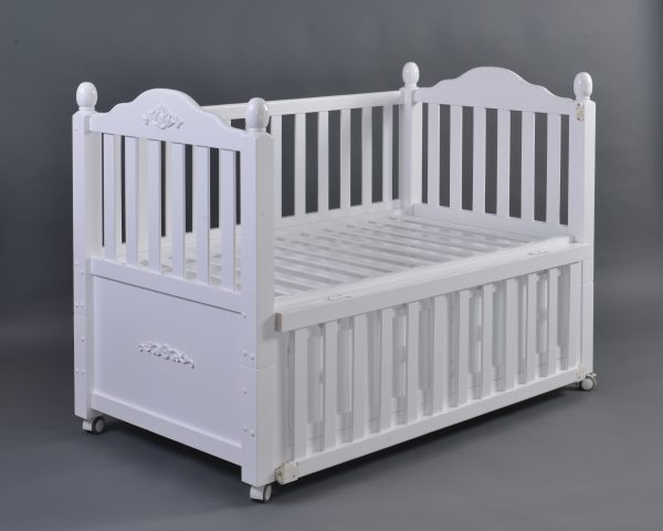 Wooden Baby Crib with Storage Cabinets Large Wooden Baby Crib with Under-Crib Storage