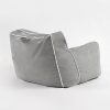 Kids Bean Bag Chair – Backrest Detail Close-up of padded backrest and contrasting white piping on grey Kids Bean Bag Chair