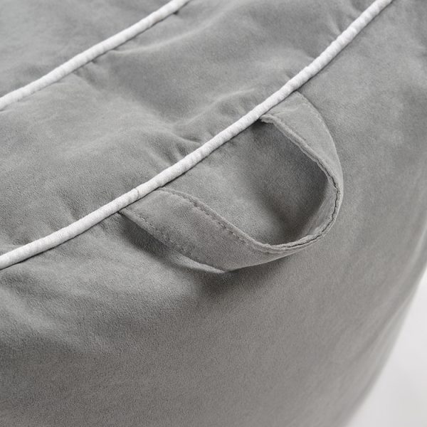 Kids Bean Bag Chair – Seat and Armrest Detail Close-up of cushioned seat and padded armrests on soft grey kids bean bag chair