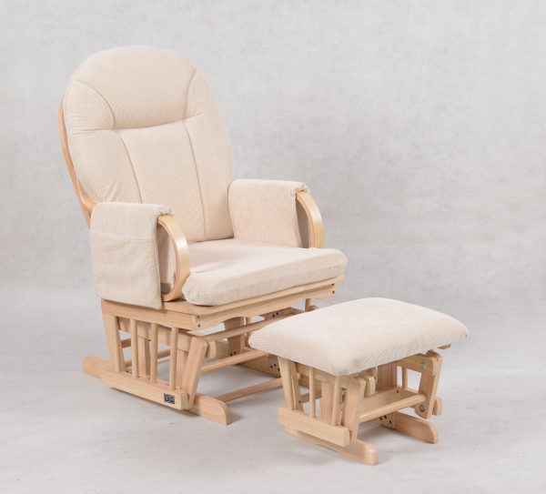 Cream arch back nursery glider chair with matching ottoman