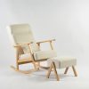 Cream Wooden Nursery Rocking Chair with Ottoman Cream upholstered wooden nursery rocking chair with matching footstool
