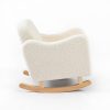 Kids Sofa Rocking Chair with Wooden Rockers – Side View Side view of upholstered kids sofa rocking chair showing curved wooden rocker base and padded armrests