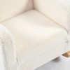 Kids Sofa Rocking Chair – Boucle Upholstery Detail Close-up of soft cream boucle upholstery on the padded backrest and armrest of kids rocking chair