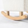 Kids Sofa Rocking Chair – Wooden Rocker Base Detail Close-up of curved natural wooden rocker base on upholstered Kids Sofa Rocking Chair
