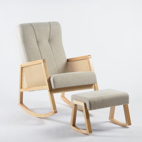 DSC_4830 Rattan Armrest Nursery Rocking Chair with Ottoman