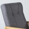 Rattan Armrest Rocking Chair Detail Close-up of woven rattan armrest on wooden nursery rocking chair