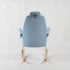 Lightweight Rocking Chair – Back View Back view of blue Lightweight Rocking Chair with tall upholstered backrest and slim metal frame