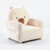 Cute Bear Kids Sofa – Three Quarter View Cute bear kids sofa with cream upholstery, padded armrests and wooden legs