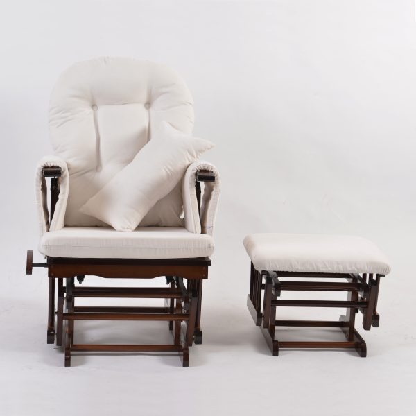 DSC_5803 Classic Nursery Glider Rocking Chair with Ottoman | Round Back Baby Feeding Chair