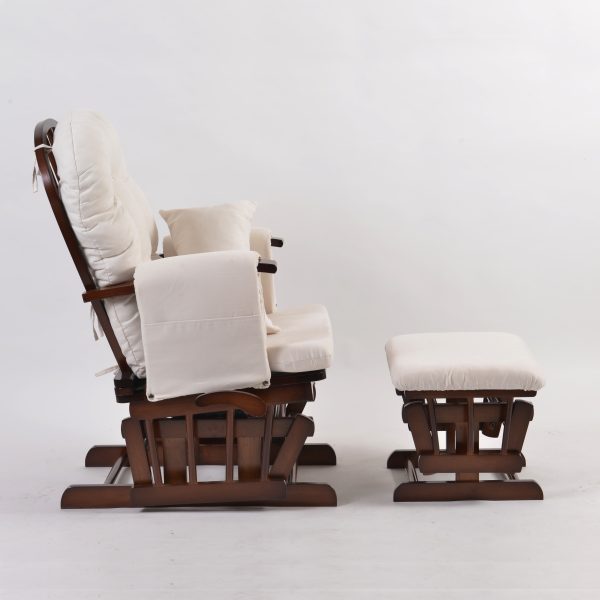 DSC_5807 Classic Nursery Glider Rocking Chair with Ottoman | Round Back Baby Feeding Chair