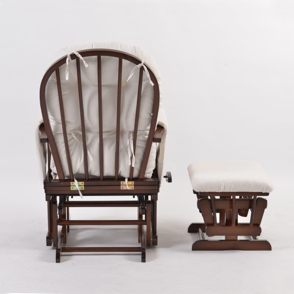 DSC_5808 Classic Nursery Glider Rocking Chair with Ottoman | Round Back Baby Feeding Chair