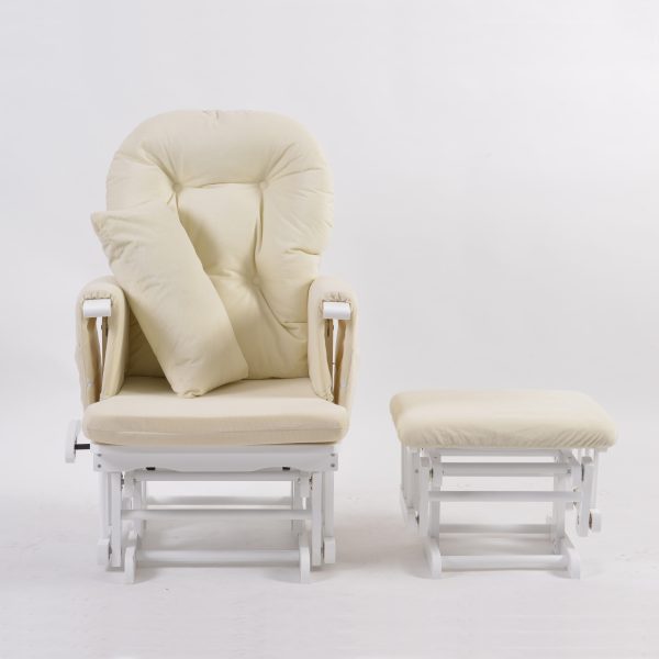 DSC_5809 Classic Nursery Glider Rocking Chair with Ottoman | Round Back Baby Feeding Chair
