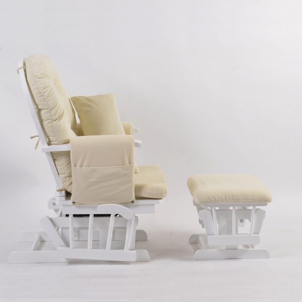 DSC_5811 Classic Nursery Glider Rocking Chair with Ottoman | Round Back Baby Feeding Chair