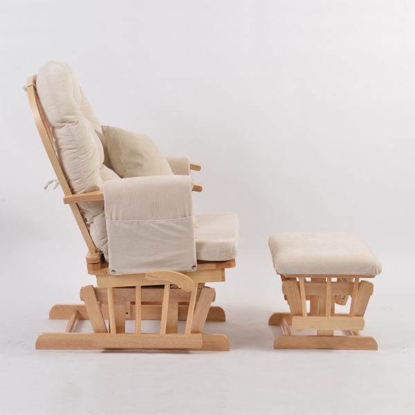 DSC_5815 Classic Nursery Glider Rocking Chair with Ottoman | Round Back Baby Feeding Chair