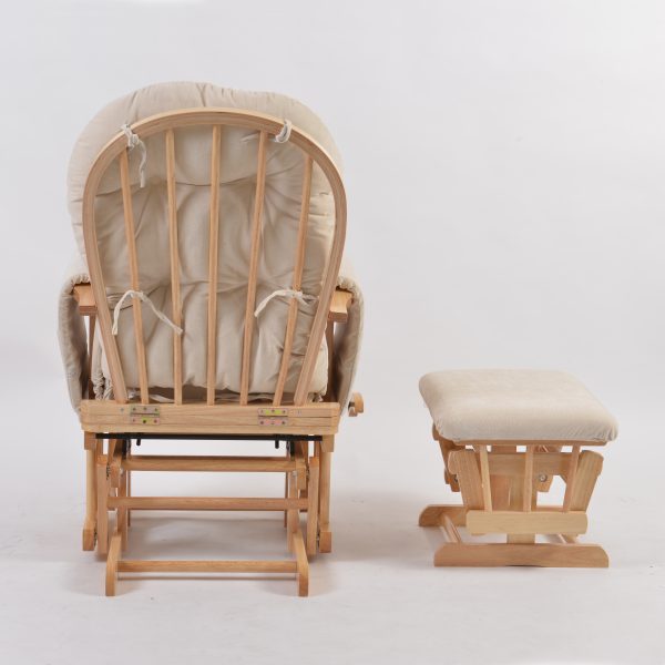 DSC_5816 Classic Nursery Glider Rocking Chair with Ottoman | Round Back Baby Feeding Chair