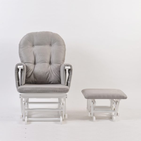 DSC_5824 Classic Nursery Glider Rocking Chair with Ottoman | Round Back Baby Feeding Chair
