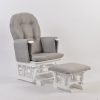 DSC_5825 Classic Nursery Glider Rocking Chair with Ottoman | Round Back Baby Feeding Chair