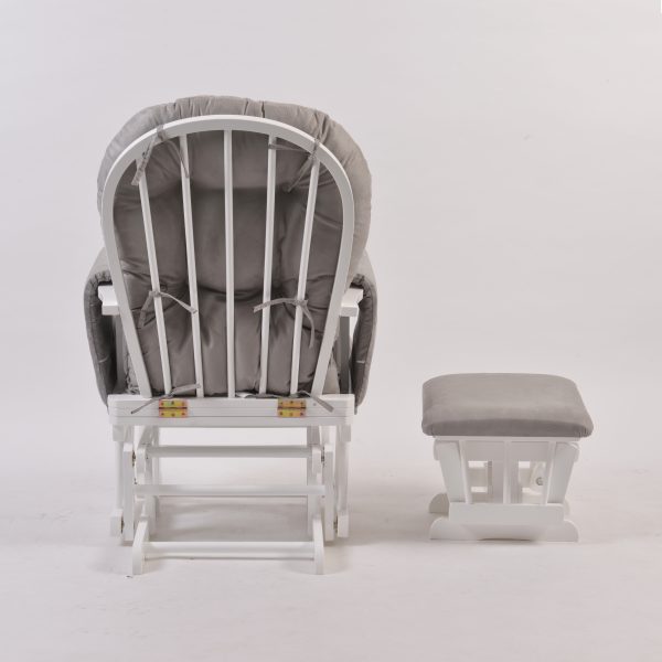 DSC_5832 Classic Nursery Glider Rocking Chair with Ottoman | Round Back Baby Feeding Chair