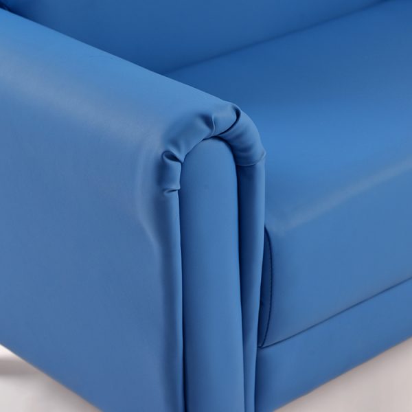 Upholstered Kids Sofa Backrest Detail Close-up of blue upholstered Kids Sofa showing padded backrest and smooth upholstery