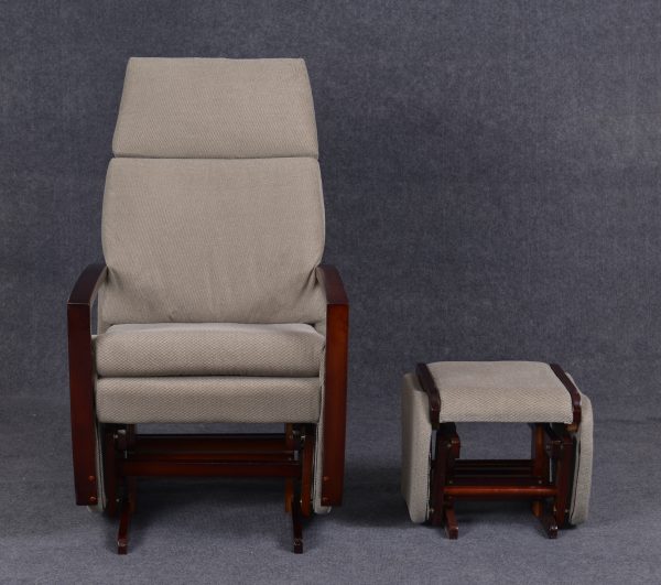 DSC_5980 Nursery Glider Recliner Chair with Ottoman | Wooden Armrest Baby Feeding Chair
