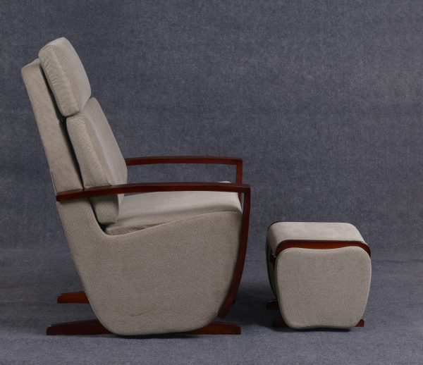 DSC_5987 Nursery Glider Recliner Chair with Ottoman | Wooden Armrest Baby Feeding Chair