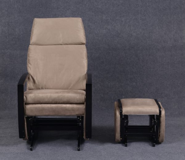 DSC_5992 Nursery Glider Recliner Chair with Ottoman | Wooden Armrest Baby Feeding Chair