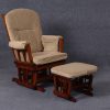 High Back Padded Nursery Glider – Front View Front view of high back nursery glider chair with padded seat and ottoman