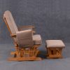 Nursing Glider Chair with Ottoman – Side view Nursing glider chair with padded high back, cushioned armrests and matching ottoman