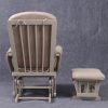 Rear view of wooden nursery glider chair with matching padded ottoman