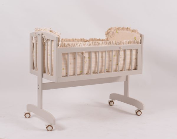 Wooden Baby Rocking Cradle with Wheels