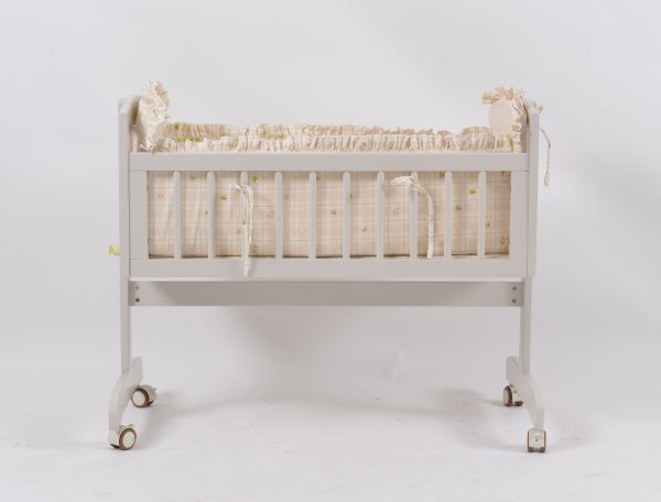 Wooden Baby Rocking Cradle with Wheels