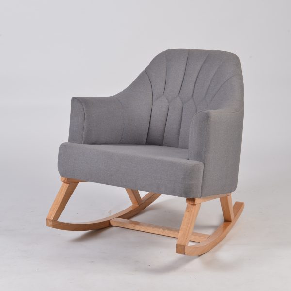 Upholstered Nursery Rocking Chair with Channel Tufted Back