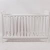Convertible Baby Crib Toddler Bed Side view of white convertible baby crib in toddler bed configuration