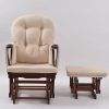 DSC_6370 Classic Nursery Glider Rocking Chair with Ottoman | Round Back Baby Feeding Chair