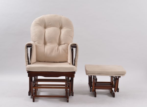 DSC_6370 Classic Nursery Glider Rocking Chair with Ottoman | Round Back Baby Feeding Chair